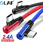 OLAF 2.4A USB Type C 90 градусов USB C кабель для Samsung Galaxy S10 S9 Plus Xiaomi Mi 8 6 9 LG USB C кабель для быстрой зарядки и передачи данных