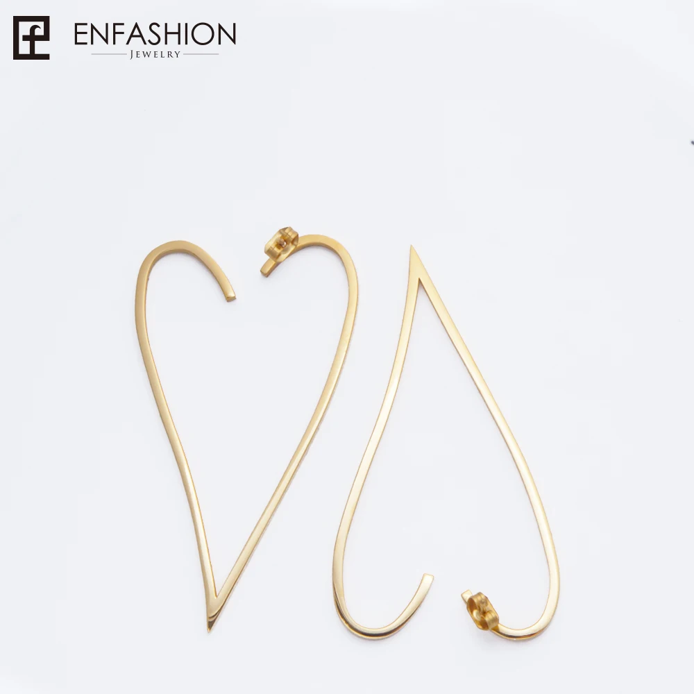 Enfashion ювелирные изделия геометрические серьги с большим сердцем Золото Цвет Нержавеющая сталь длинные висячие серьги для женщин серьги EB171037