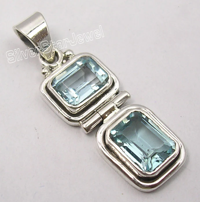BLUE TOPAZ Muiltiply Choices Chanti International. Чистый серебряный подлинный голубой топаз 2 GEMSET Бестселлер шарнир Кулон 3,4 см - Окраска металла: BLUE TOPAZ