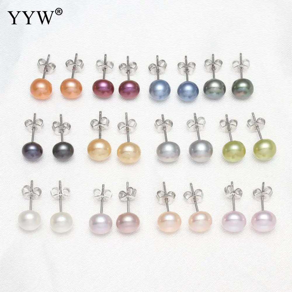Серьги гвоздики женские с натуральным пресноводным жемчугом 7 5 мм|pearl stud earrings|stud