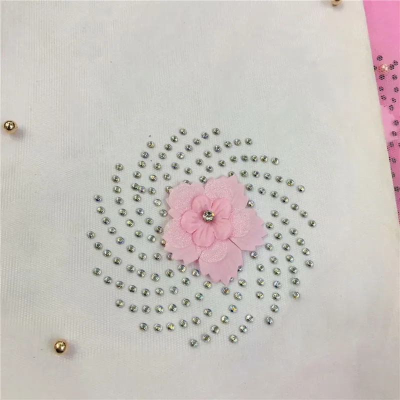 3D цветы в розовой Французский кружевной ткани 2019 высокого качества Кружева