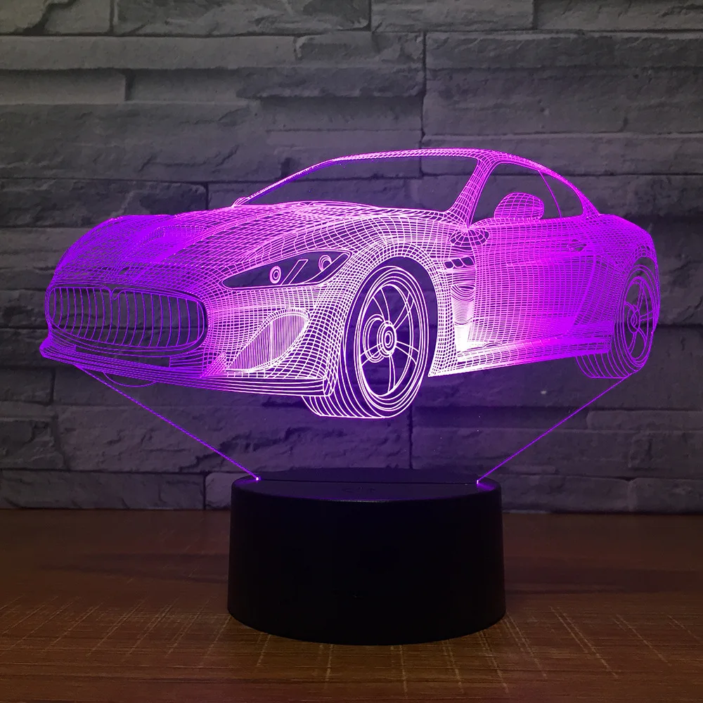 Современный Супер спортивный автомобиль 3D 7 цветов лампа визуальные