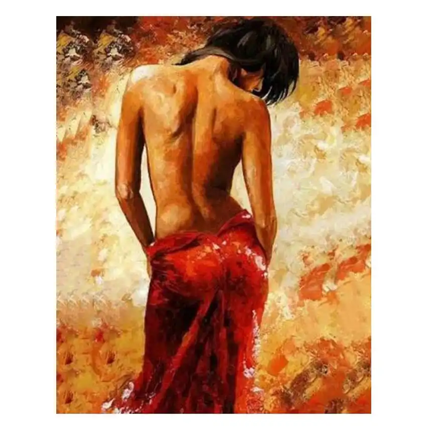 woman painting 13 Раскраска по номерам, сделай сам Раскраска по номерам, декоративная картина черный кот, картины по номерам - Цвет: woman painting 13