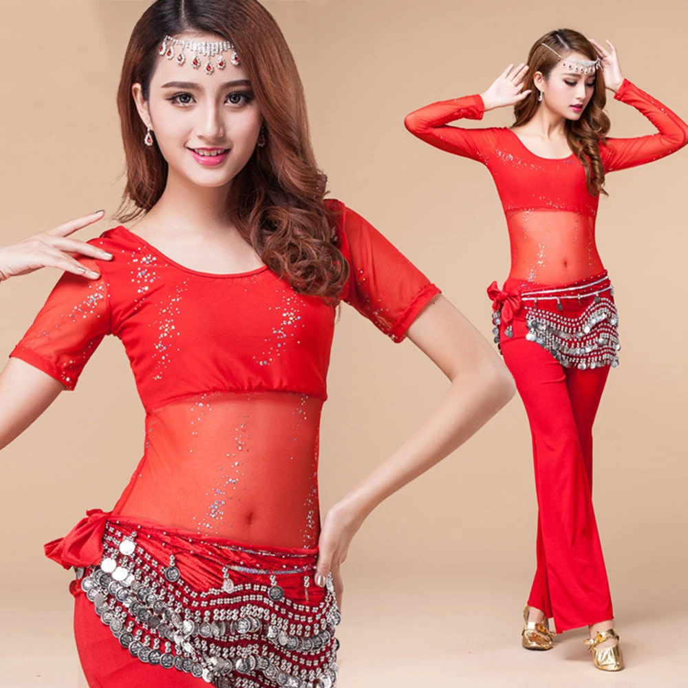 

2017 Women Lady Belly Dancing Clothes 2Pcs And 3pcs Top Pant Waist Chain Danza Vientre Tribal Costume Bollywood Indian Dance