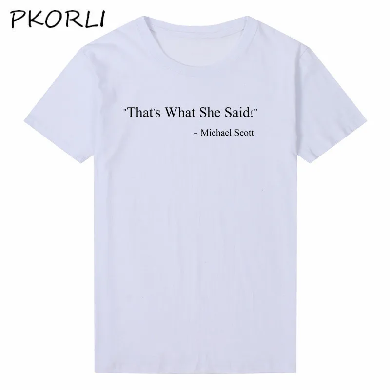 Женская забавная футболка Pkorli that's What She Say Офисная с коротким рукавом Майклом