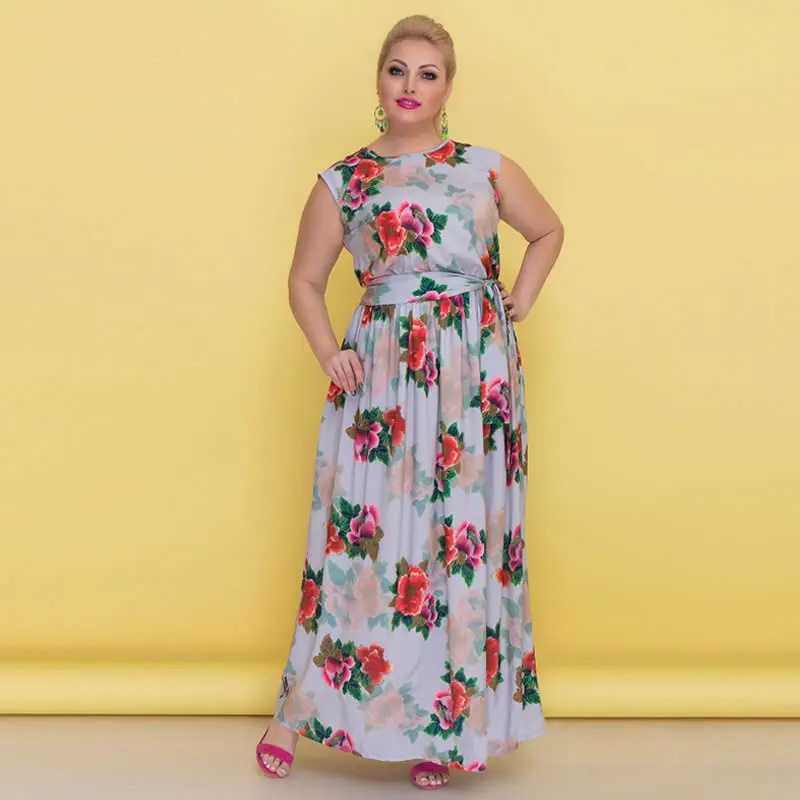 Элегантные летние женские платья размера плюс 5XL 6XL Длинные Платья с цветочным