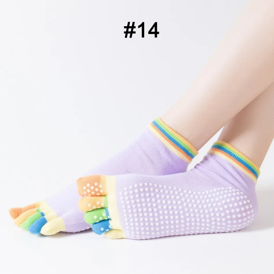 Colorful L-Purple REXCHI 1 пара женские спортивные носки для йоги пять пальцев тапочки Нескользящие женские носки для пилатеса балетный каблук профессиональная защитная накладка для танцев - Цвет: Colorful L-Purple