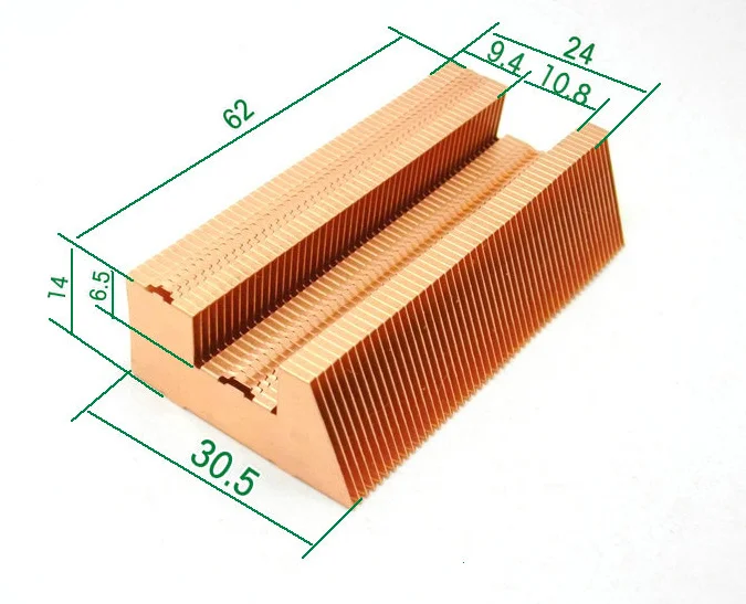 

All Copper fins Copper heat sink Heat pipe fins 60*30.5*14mm fins DIY Extended shortened heat pipe