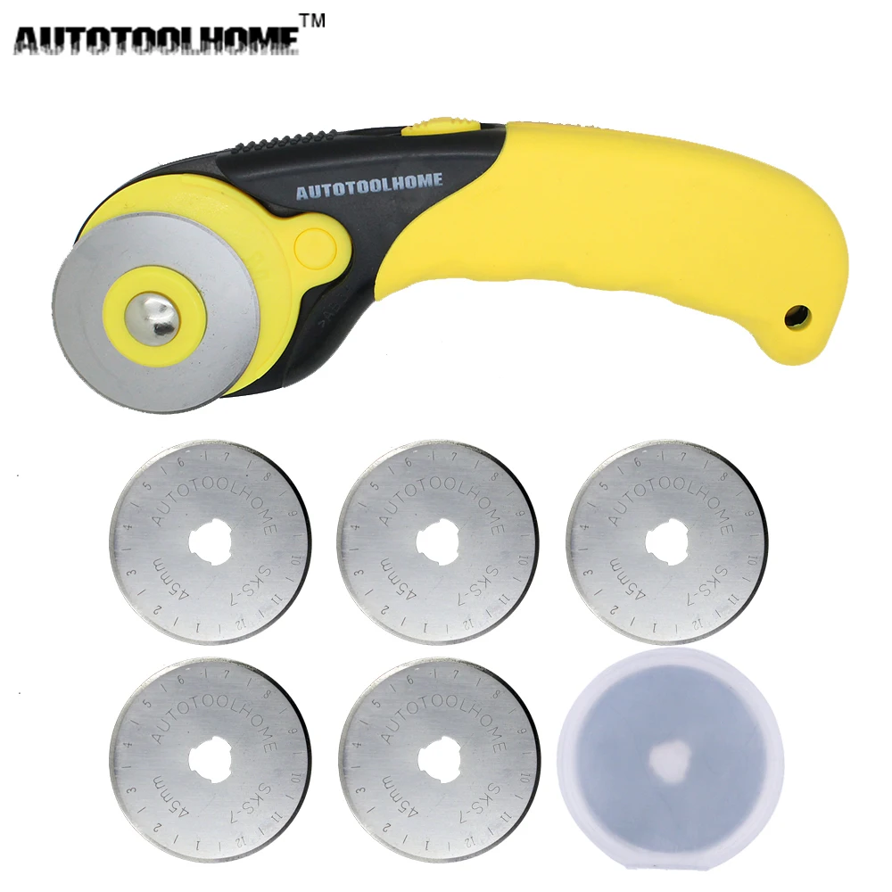 AUTOTOOLHOME 45 мм комплект роторного резака и 5 острых лезвий подходит для Olfa Dafa Fiskars
