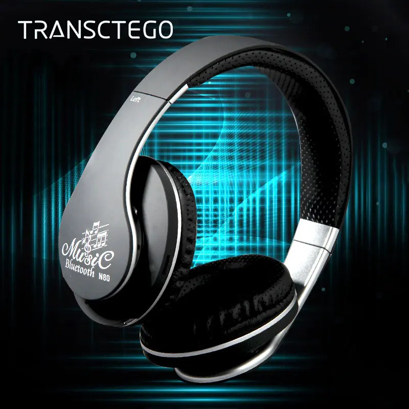 Беспроводные Bluetooth наушники TRANSCTEGO с поддержкой FM радио TF карты стерео гарнитура