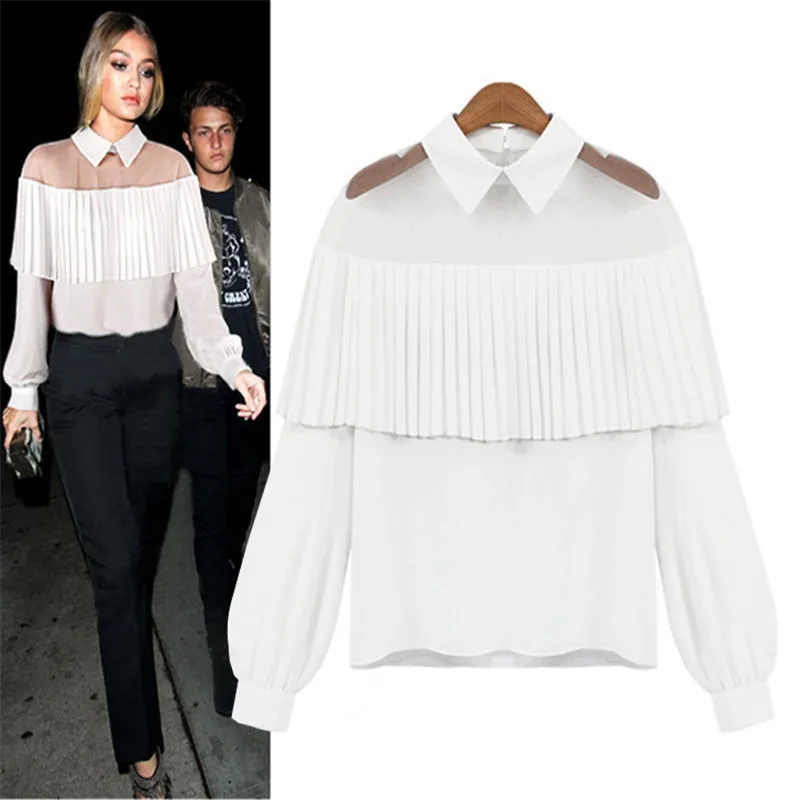 

MeiHuiDa 2018 Autumn New Style Fashion Fashion Women's Ruffles Lace Tops Tee Long Sleeve Solid Casual Blouse Loose