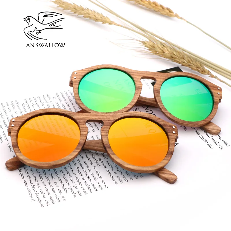 New 100% Real Zebra Wood Sun Glasses Women Round Wooden Sunglasses Men Polarized Lenses Driving UV400 Gafas De Sol