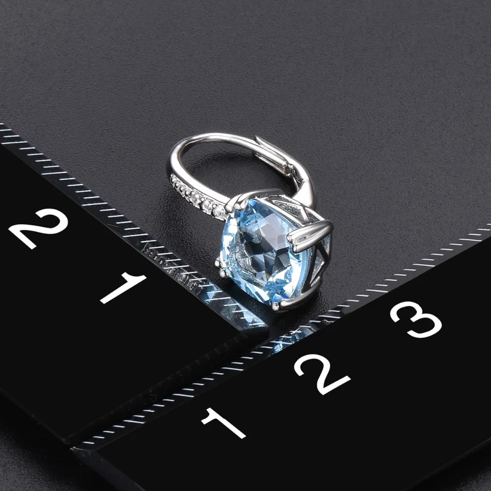 Hutang 5.86ct голубой топаз Женские Висячие серьги, натуральный драгоценный камень 925 пробы серебро изысканные Элегантные классические ювелирные изделия для подарка