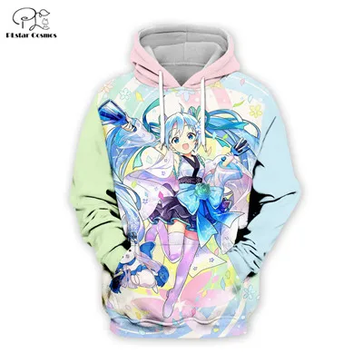 PLstar Cosmos мужские/женские 3D толстовки с принтом Hatsune Miku толстовки с капюшоном унисекс Топы Плюс Размер XS-7XL - Цвет: style 1