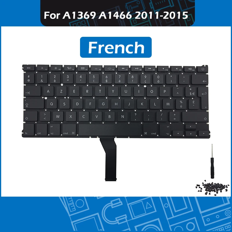 Сменная Клавиатура FR French для Macbook Air 13 дюймовая клавиатура A1369 A1466 с винтами