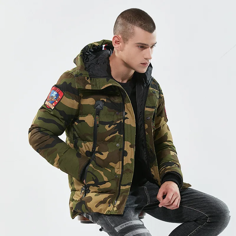 MORUANCLE Модные мужские камуфляжные зимние куртки Плотная теплая камуфляжная