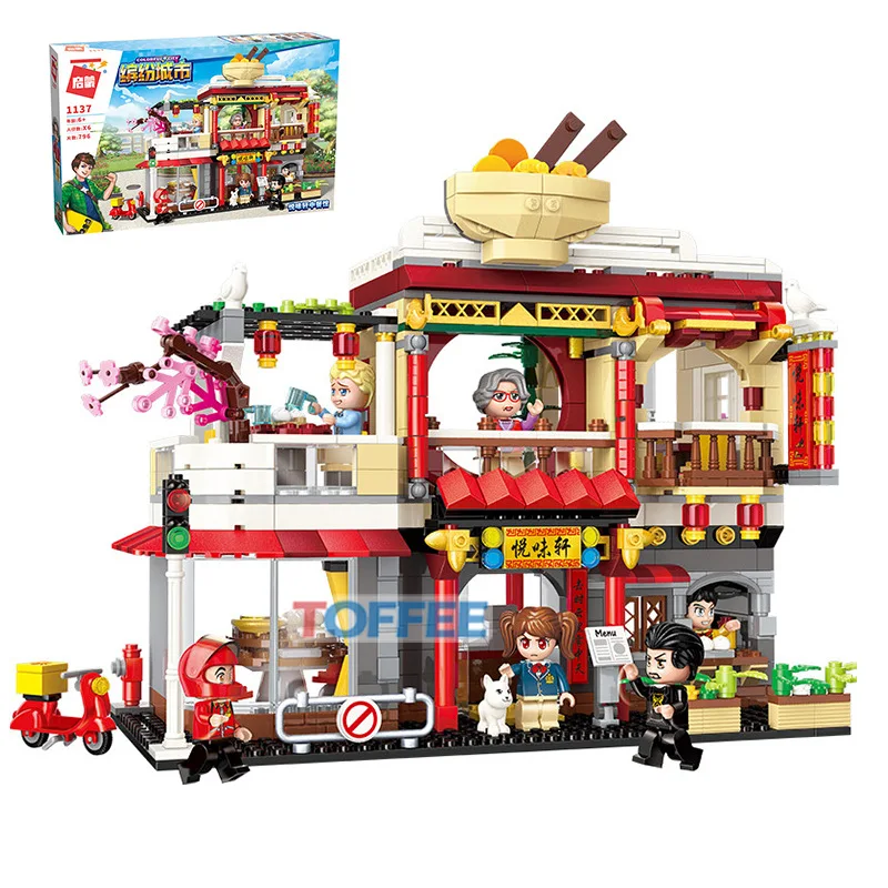Просветите Городской пейзаж серии совместимых Legoings китайский ресторан
