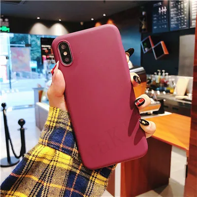 Роскошный тонкий мягкий цветной чехол для телефона для iPhone 7, 8, 6, 6s plus, 5, 5S, SE, чехол, силиконовая задняя крышка, Капа для iPhone X, Xs, 11, Pro, Max, XR - Цвет: Бордовый