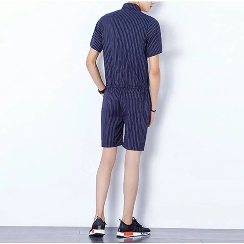 Rompers for Men Short Sleeve Cotton Jumpsuit slim Male Playsuit Cargo Overalls Summer One Piece suits Sets Pants plus size 4XL | Мужская