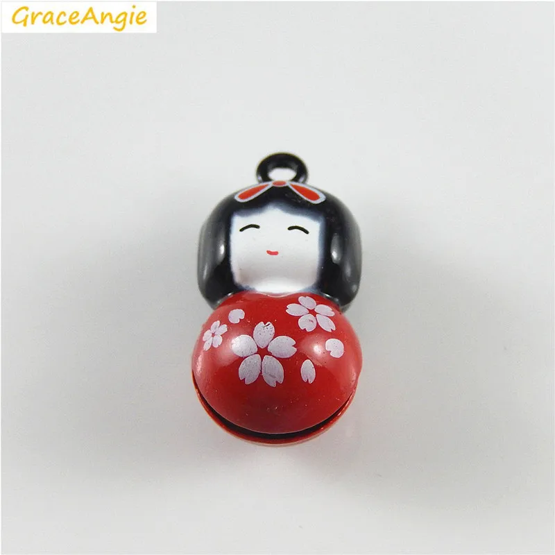Изящная японская кукла GraceAngie 5 шт. форма из сплава и эмалированный колокольчик