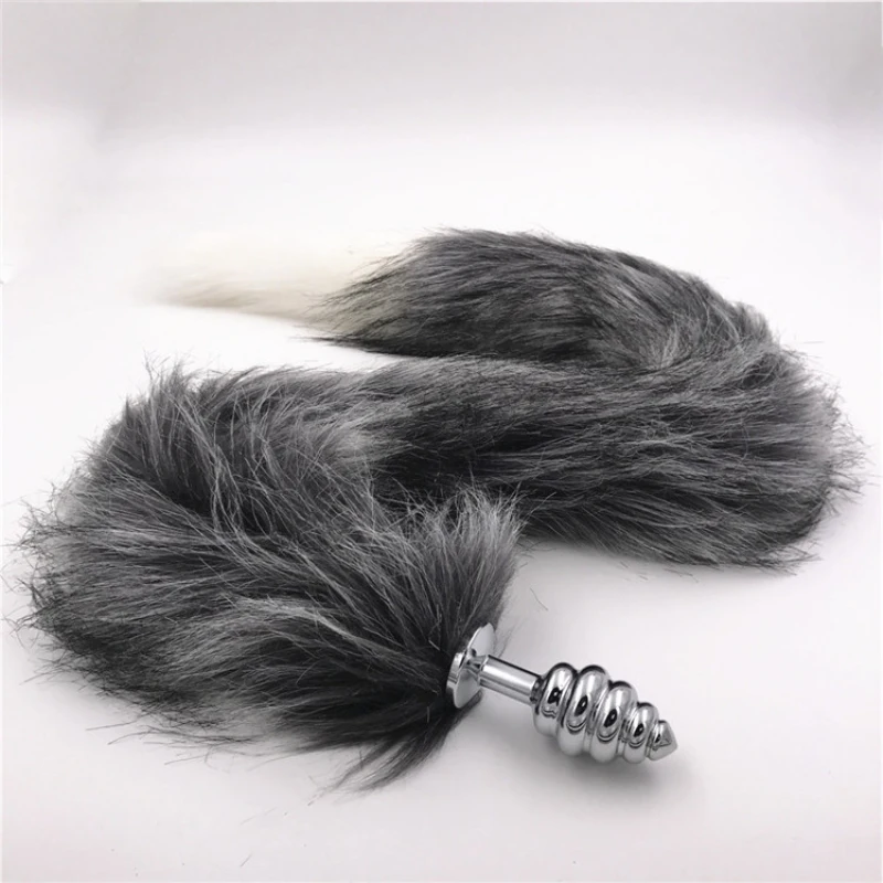 Anus Bead Faux Fox Tail Anal Plug Stainless Steel Butt Stopper Long Animal Adult Games for Couples H8-5-128C | Красота и здоровье