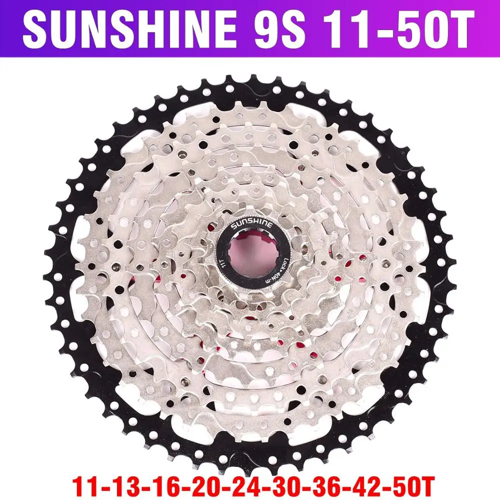 SUNSHINE MTB горный велосипед 9S кассета свободного хода 9 скоростей маховик шатун со звездами для велосипеда части с резьбой 11-32T36T40T42T50T