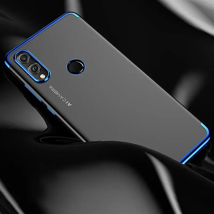 Прозрачный чехол для Huawei Honor 8X, роскошный бампер, прозрачный, TPU, с силиконовым покрытием, блестящий чехол для Huawei Honor 8X MAX, чехол - Цвет: Синий