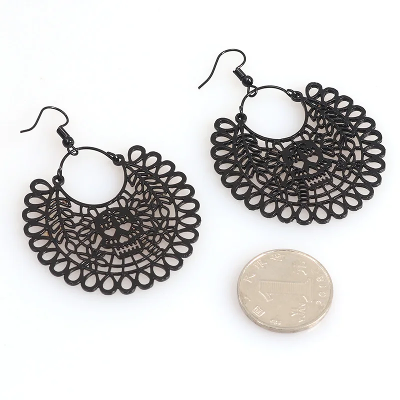 Женские и мужские серьги в стиле панк с черепом Винтажные серьги-подвески хип-хоп