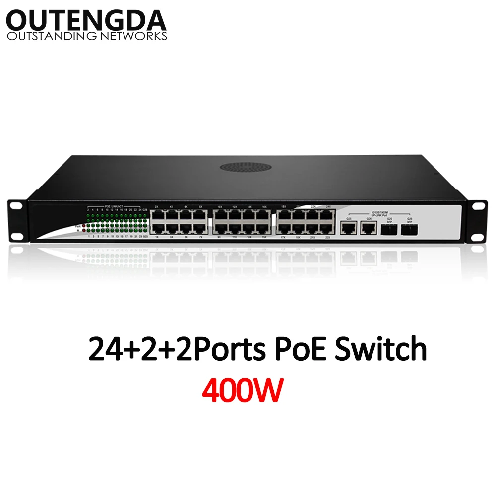 Коммутатор POE Стандартный 24/10/100 Мбит/с 802.3AF/at 2*1000 UPlink и 2 гигабитных SFP для ip камеры