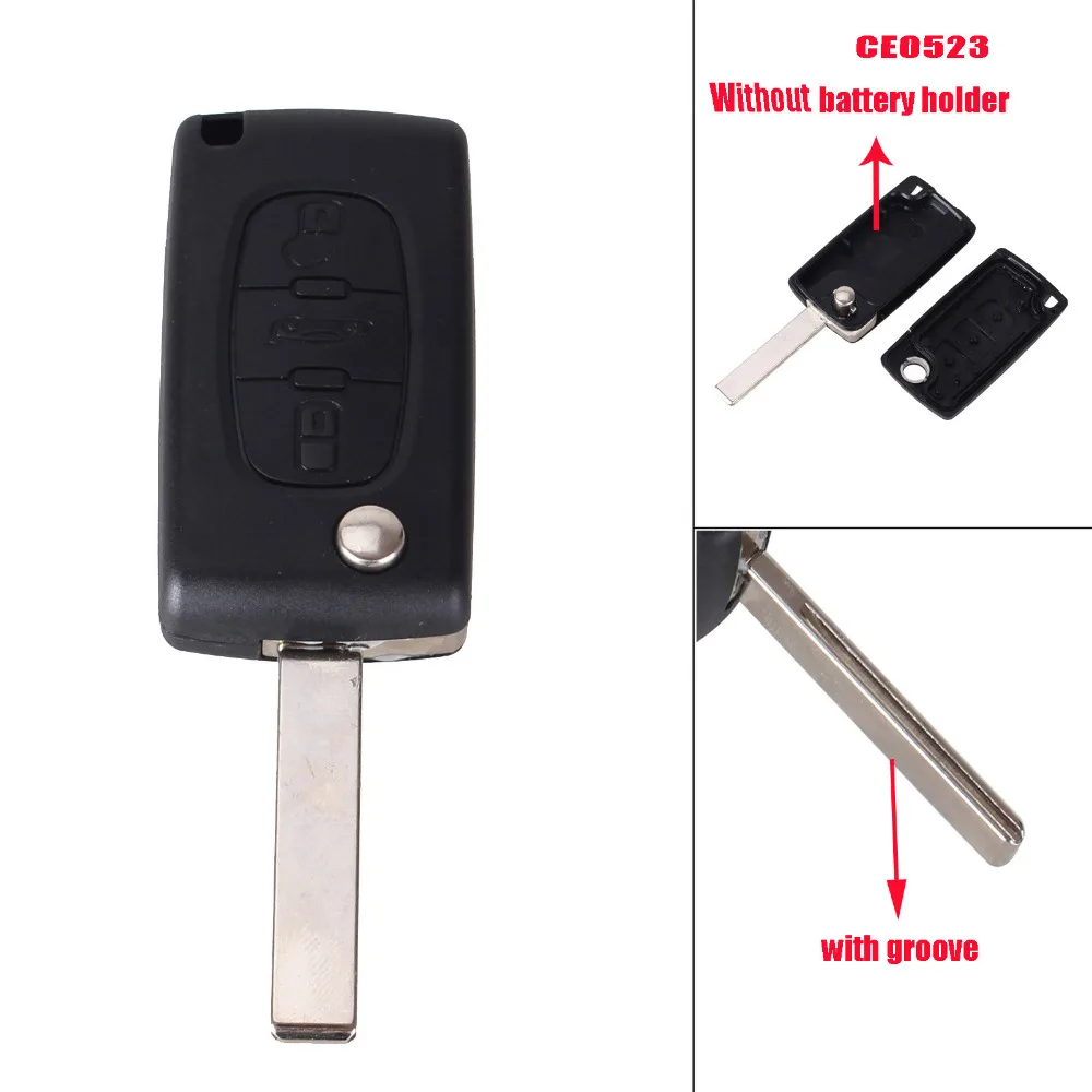 Чехол-книжка для автомобильных ключей с 3 кнопками Peugeot 107 207 307 407 408 CE0523 |