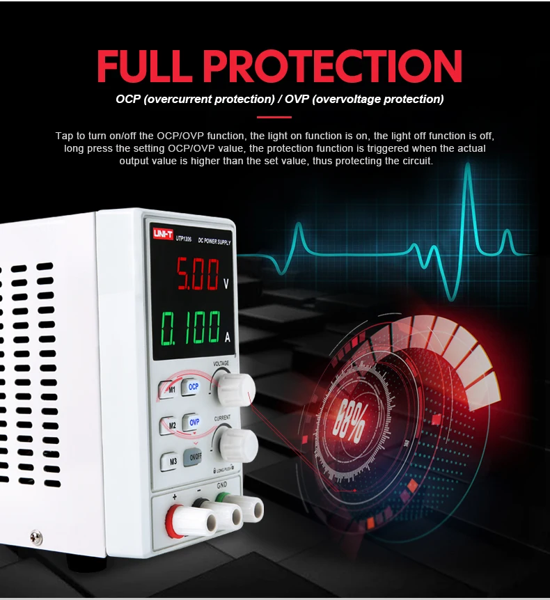 UNI-T UTP1306S Регулируемый DC Питание Одного переменного тока 32 V/6A 4 биты 220V вход OVP
