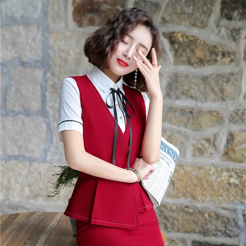 Новинка 2019 Красная Женская весенне-летняя модель блейзер и жилет пальто для