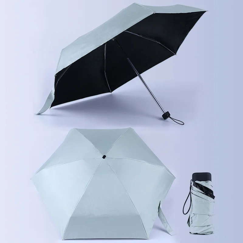 light green Мини Карманный Зонт Защита от солнца Модный складной дождевик женский подарок девочки Анти-УФ водонепроницаемый портативный зонт для путешествий - Цвет: light green