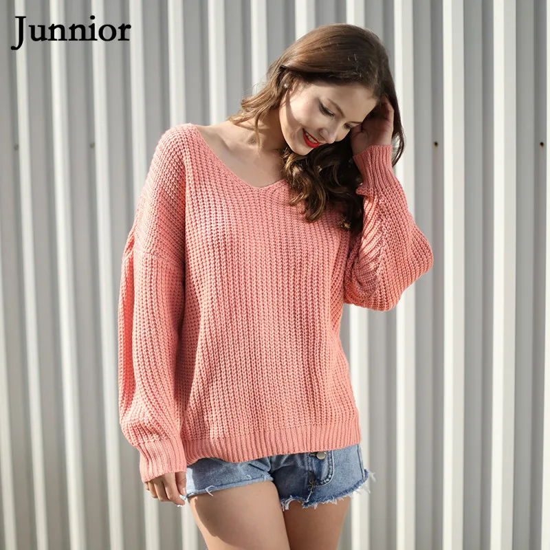 Girls Sweaters 2018 Winter Plus Size Fashion Women Streetwear Sweet V-neck Pullovers Candy Colors Age Reduction Youth | Женская одежда