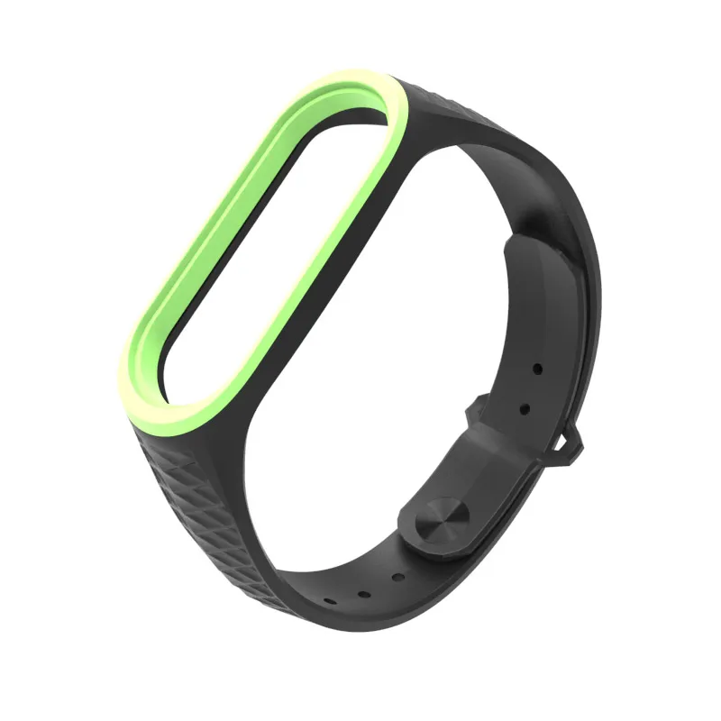 black and green Mi jobs силиконовый mi Band 3 ремешок спортивный Аврора ремешок для Xiaomi mi band3 ремешок умные наручные часы mi band 3 Ремешок Браслет - Цвет: black and green