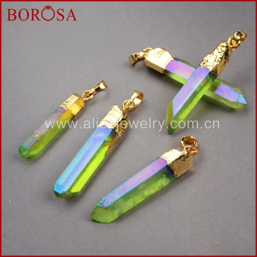 BOROSA Новые Подвески с кристаллами Aura золотистые подвески друзой зеленый Титан AB