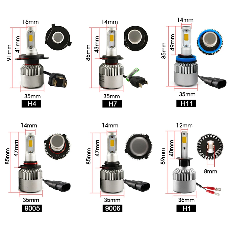 Hlxg 2 шт 4300K 12V H4 светодиодные Автомобильные фары 72W 8000LM/набор H7 H11 H1 Led авто 9005 HB3 9006 HB4
