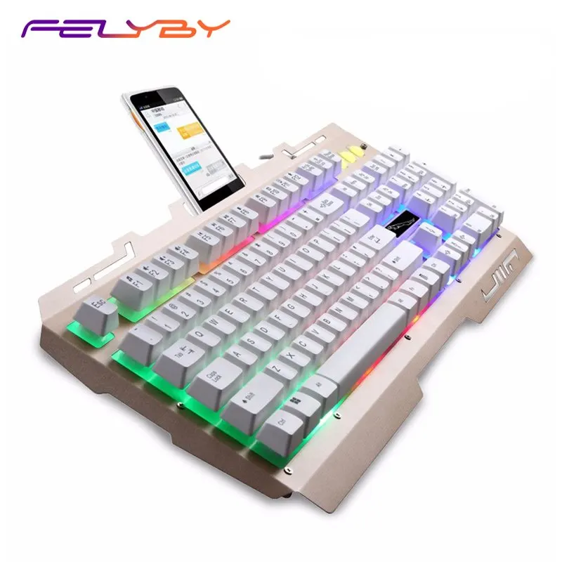 FELYBY G700 USB Проводная RGB светодиодная Радужная подсветка 104 клавиши игровая