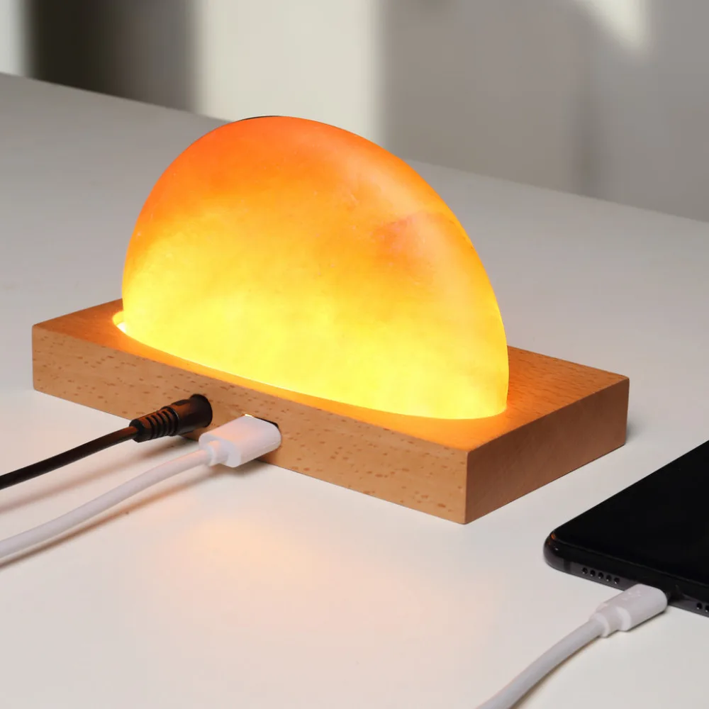 Экологическая медитация Гималайская солевая лампа Беспроводная USB зарядка