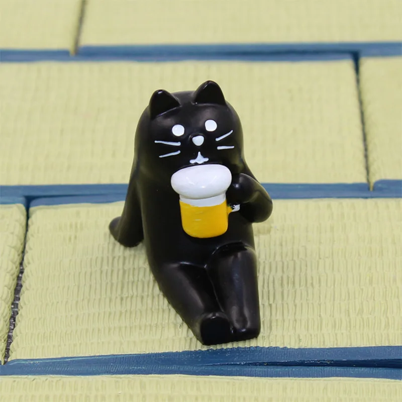 Decole Черный кот медведь еж миниатюрная фигурка Япония Zakka животное домашнее