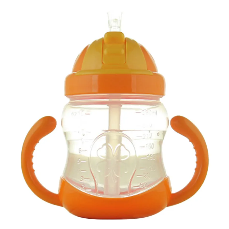 Orange PREUP 280 мл милая детская бутылка для воды соломенная детская обучающая силиконовая приспособление с сеточкой для кормления детей безопасная ручка для бутылочки Сиппи - Цвет: Orange