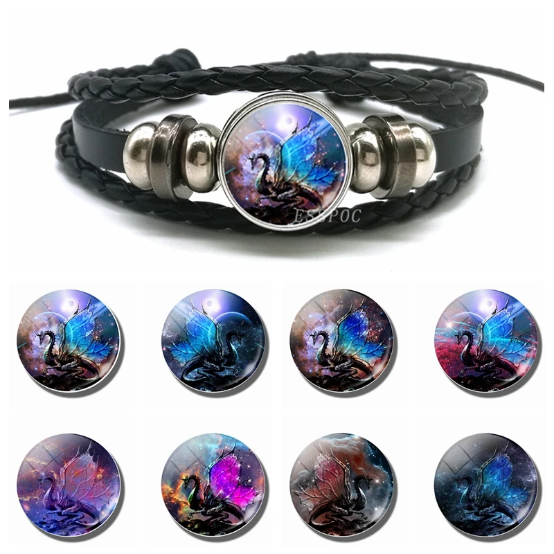 Мужской и женский браслет в стиле стимпанк черный Многослойный кожаный с