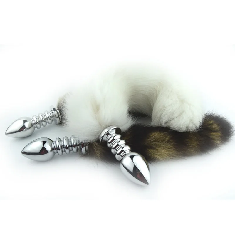 Нержавеющая сталь белый искусственный Лисий хвост металлическая Анальная