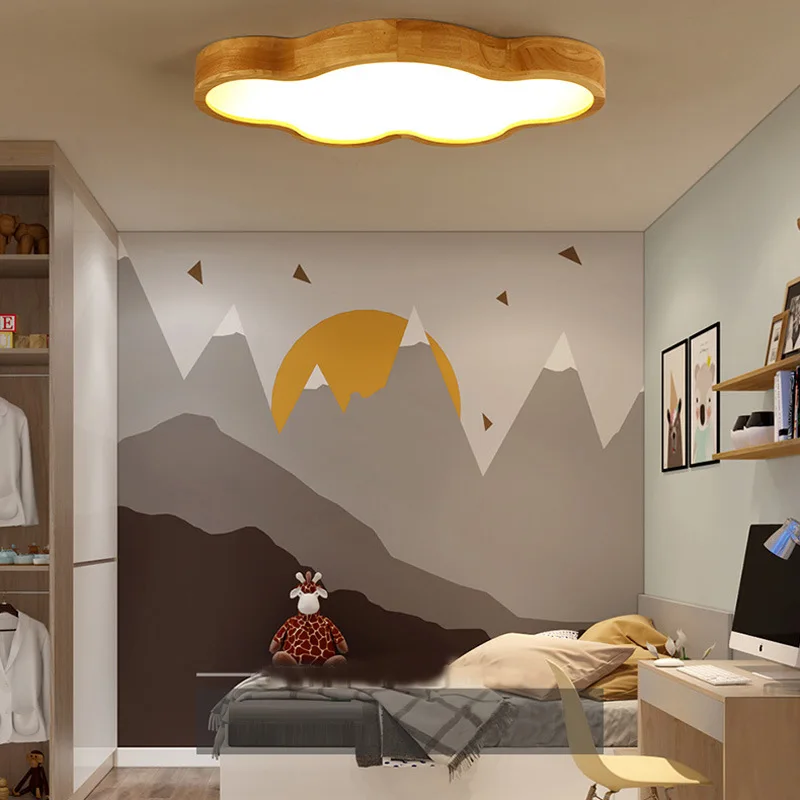 Скандинавский креативный деревянный потолочный светильник в виде облака для