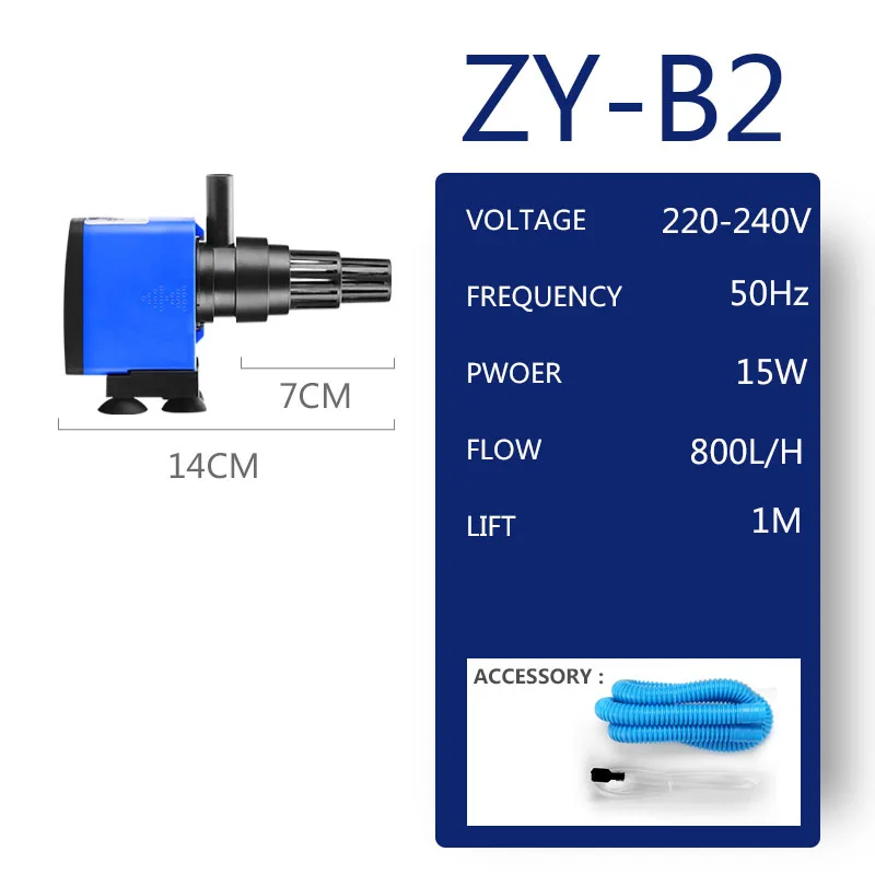 ZY-B2 15W 800LH 8/15/20/25/35 Вт аквариумный фильтр Водяной насос циркуляции воды Системы распыления воды поток для аквариума воздушный погружной насос - Цвет: ZY-B2 15W 800LH