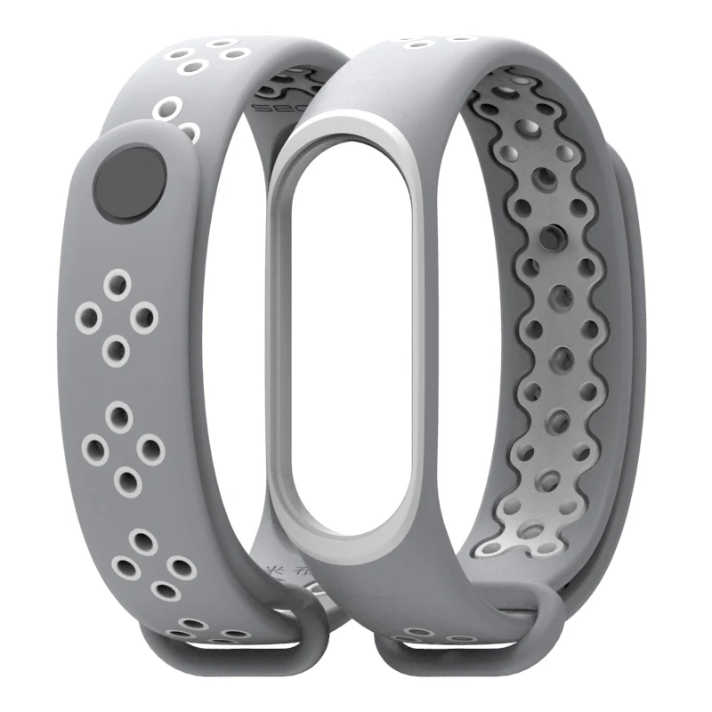 Torntisc спортивный ремешок для Xiaomi mi Band 3 Браслет Водонепроницаемый силиконовый двойной цвет сменный ремешок умные аксессуары для mi Band 3 - Цвет: gray white