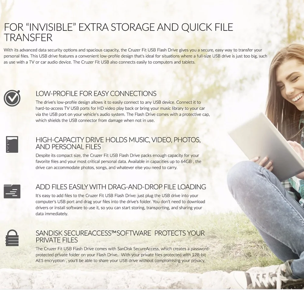 Супер мини USB флеш-накопитель SanDisk 64 ГБ USB 2,0 Cruzer Fit CZ33 флеш-накопитель 32 Гб карта памяти 16 ГБ 8 ГБ 4 ГБ флешка