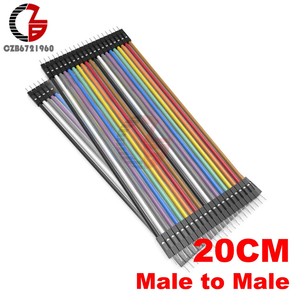 20CM Male-Male 40 Pin Dupont кабель 10 см 20 см 30 см мужчин и женщин Dupont линия макет Jmper разъем провода для Arduino DIY - Цвет: 20CM Male-Male