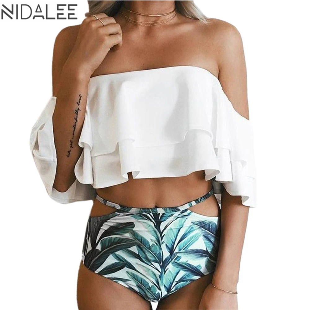 Nidalee Высокая талия купальник сексуальный Для женщин бикини с оборками открытыми