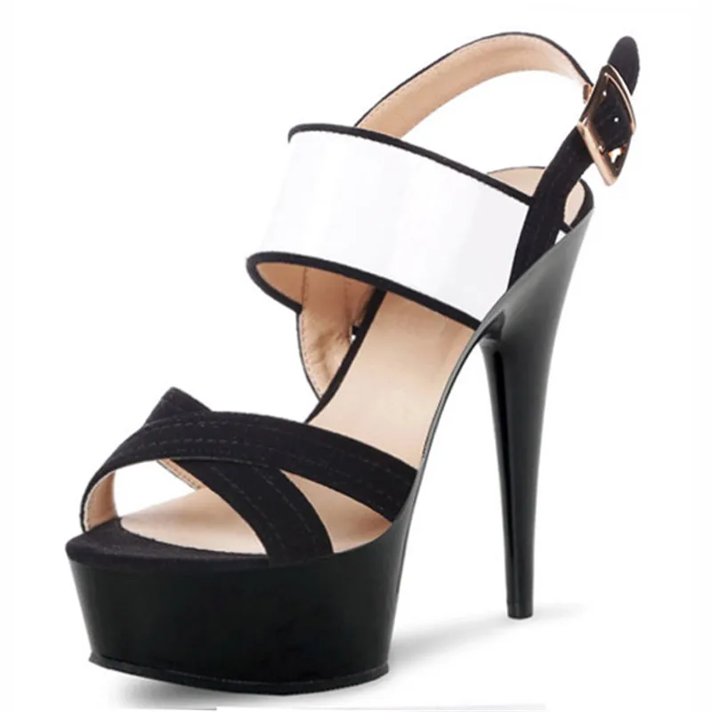 Сандалии женские на платформе 6 дюймов босоножки с кристаллами высокий каблук 15